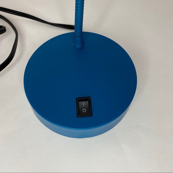 Turquoise Blue LED Plug-In Desk Lamp w/ USB Port - Picture 5 of 9